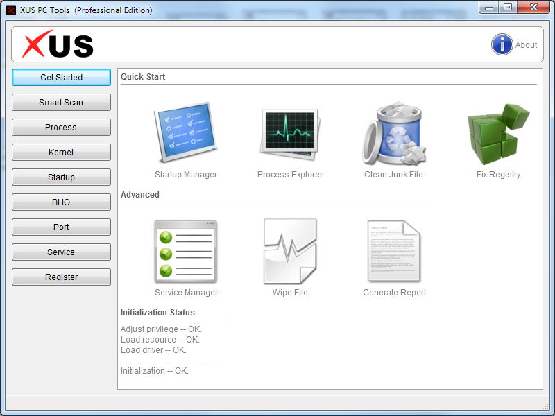 XUS PC Tools Professional Edition screen shot